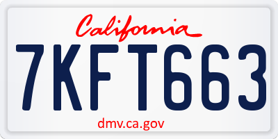 CA license plate 7KFT663