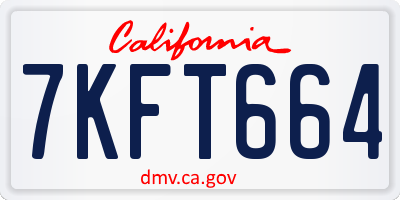 CA license plate 7KFT664