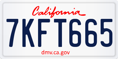 CA license plate 7KFT665