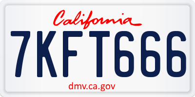 CA license plate 7KFT666