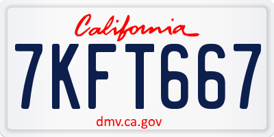 CA license plate 7KFT667