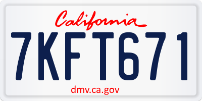 CA license plate 7KFT671