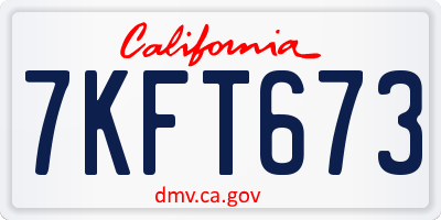 CA license plate 7KFT673