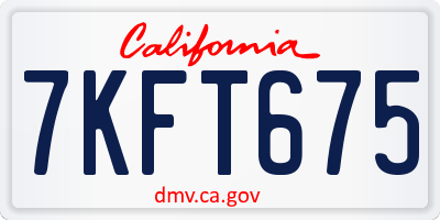 CA license plate 7KFT675