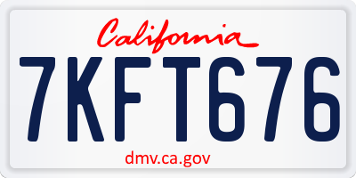 CA license plate 7KFT676
