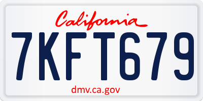 CA license plate 7KFT679