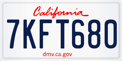 CA license plate 7KFT680