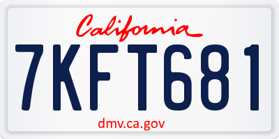 CA license plate 7KFT681