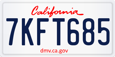 CA license plate 7KFT685