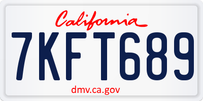 CA license plate 7KFT689
