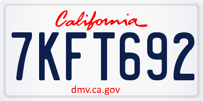 CA license plate 7KFT692
