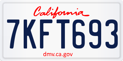 CA license plate 7KFT693