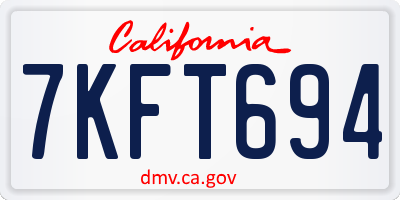 CA license plate 7KFT694