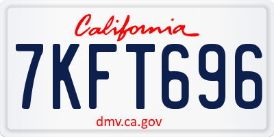 CA license plate 7KFT696