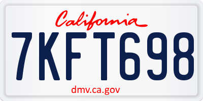 CA license plate 7KFT698