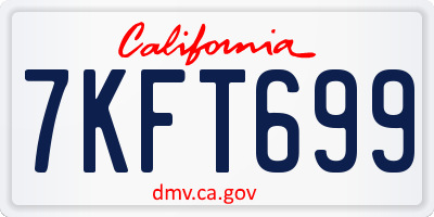 CA license plate 7KFT699