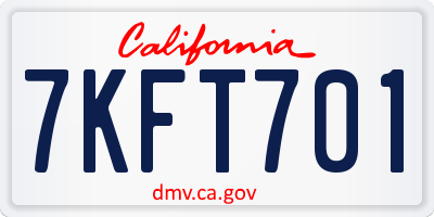 CA license plate 7KFT701