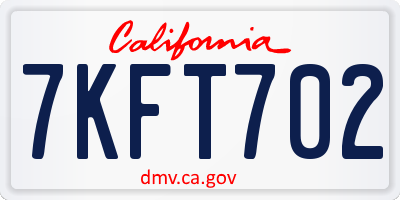 CA license plate 7KFT702