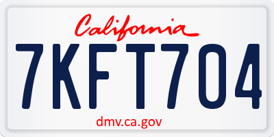 CA license plate 7KFT704