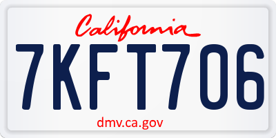 CA license plate 7KFT706