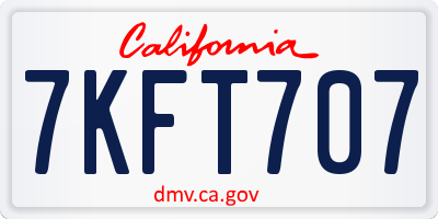 CA license plate 7KFT707