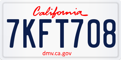 CA license plate 7KFT708