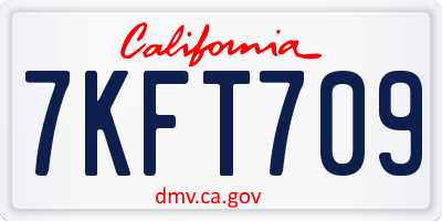 CA license plate 7KFT709