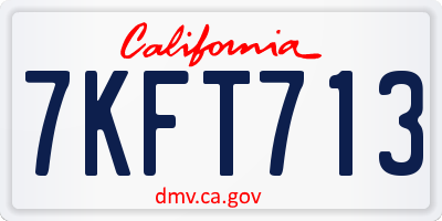 CA license plate 7KFT713