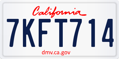 CA license plate 7KFT714