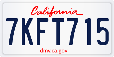 CA license plate 7KFT715
