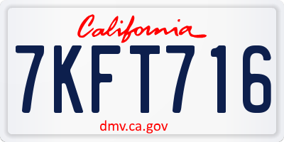 CA license plate 7KFT716