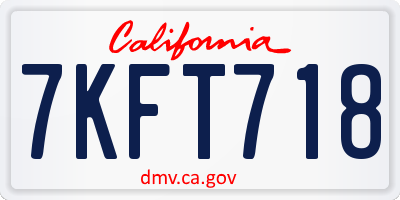 CA license plate 7KFT718