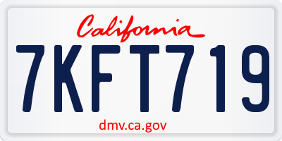 CA license plate 7KFT719