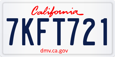CA license plate 7KFT721
