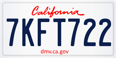 CA license plate 7KFT722