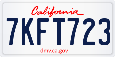 CA license plate 7KFT723