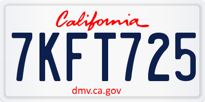 CA license plate 7KFT725