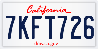 CA license plate 7KFT726