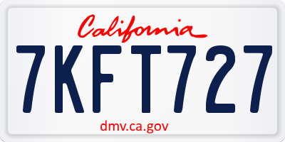CA license plate 7KFT727