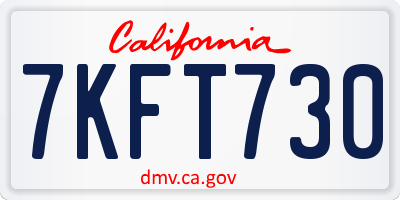 CA license plate 7KFT730