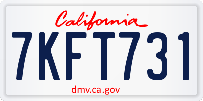 CA license plate 7KFT731