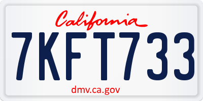 CA license plate 7KFT733