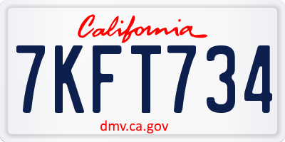 CA license plate 7KFT734