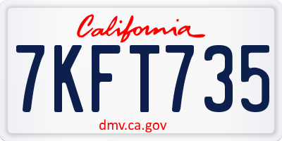 CA license plate 7KFT735
