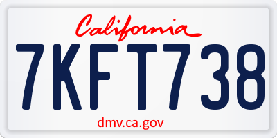 CA license plate 7KFT738