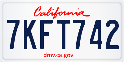 CA license plate 7KFT742