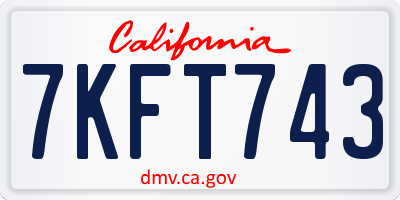 CA license plate 7KFT743
