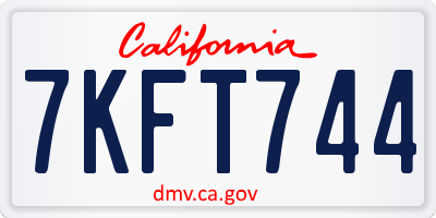 CA license plate 7KFT744
