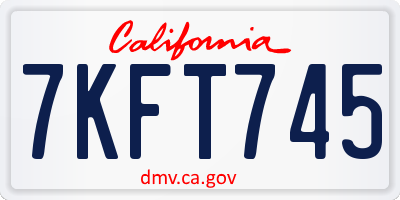 CA license plate 7KFT745