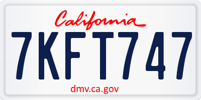 CA license plate 7KFT747